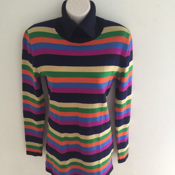 CRISCA Lambs Wool Long Striped Jumper - Picture 4 of 8